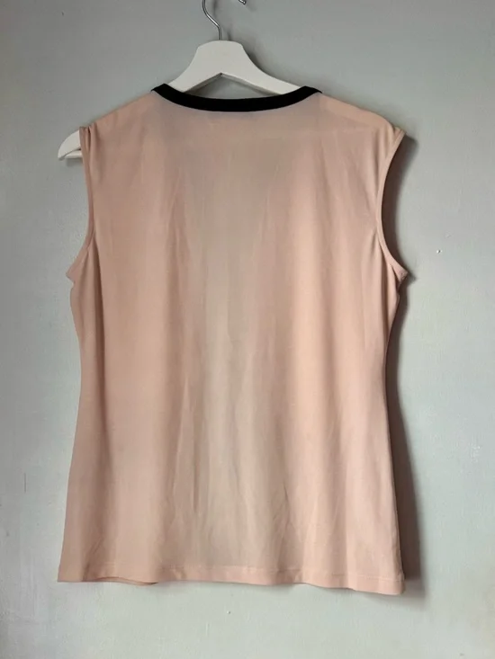 Calvin Klein Beige Camisole with Black Faux-Leather Center Trim - Picture 4 of 8